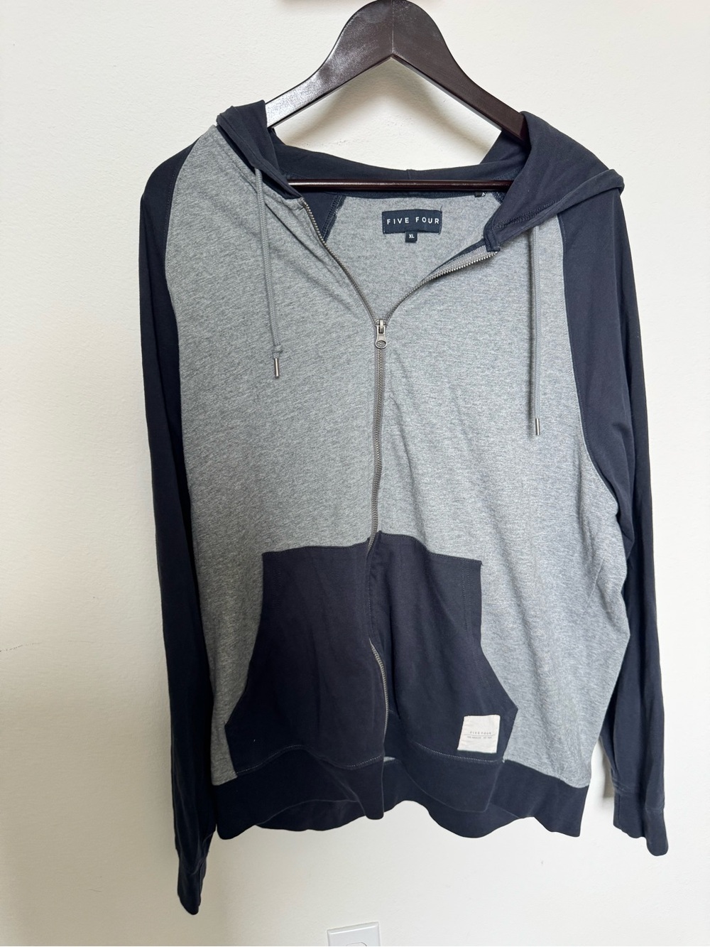 Five Four Gray and Black Two-Tone Zip Hoodie